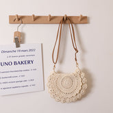 Sac à bandoulière en dentelle et fil de coton ajouré avec découpes, sac à bandoulière en paille pour vacances et plage